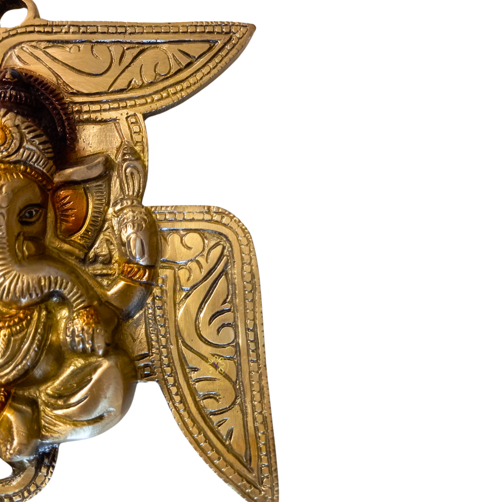 Vighnaharta Swastik – Brass Wall Hanging of Ganesh ji & Swastik – Brass | Pooja Decor | Wedding Gift | Home Decor | Housewarming Gift