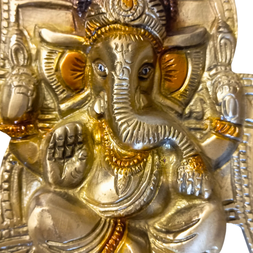 Vighnaharta Swastik – Brass Wall Hanging of Ganesh ji & Swastik – Brass | Pooja Decor | Wedding Gift | Home Decor | Housewarming Gift