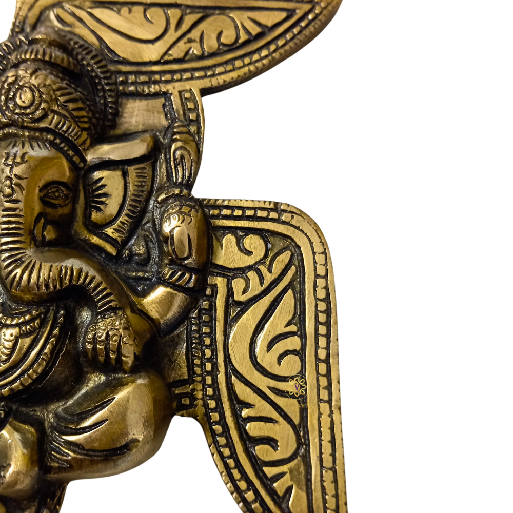 Vighnaharta Swastik – Brass Wall Hanging of Ganesh ji & Swastik Antique FInish – Brass | Pooja Decor | Wedding Gift | Home Decor | Housewarming Gift