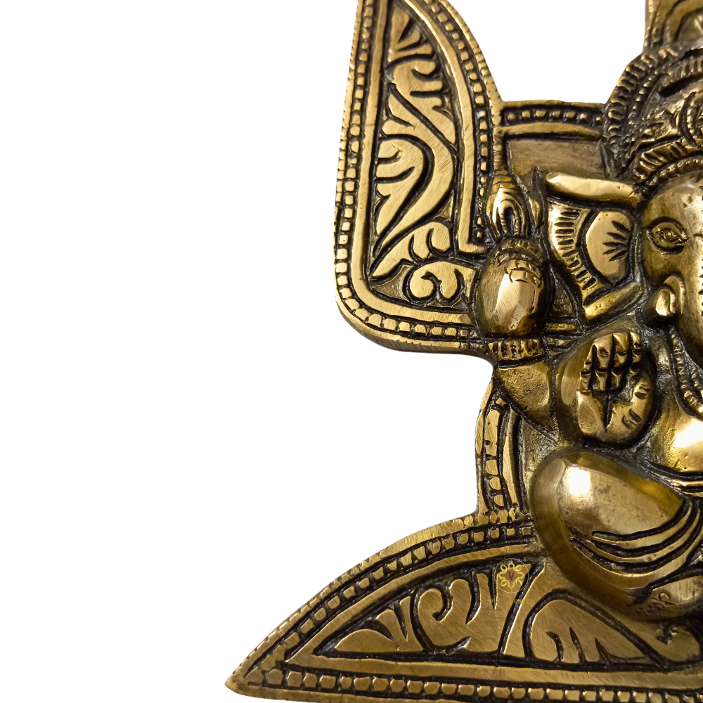 Vighnaharta Swastik – Brass Wall Hanging of Ganesh ji & Swastik Antique FInish – Brass | Pooja Decor | Wedding Gift | Home Decor | Housewarming Gift