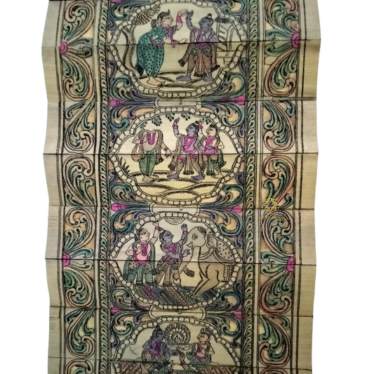 KrishnaKatha Pattachitra – Handpainted Scroll of Lord Krishna’s Divine Leelas – Diwali Gifting | Home Decor | Housewarming Gift | Wedding Gift | Corporate Gifting
