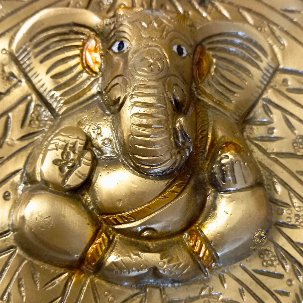 PatraVighnaharta – Brass Ganesh ji Wall Hanging on Sacred Leaf Design – Brass | Pooja Decor | Wedding Gift | Home Decor | Housewarming Gift