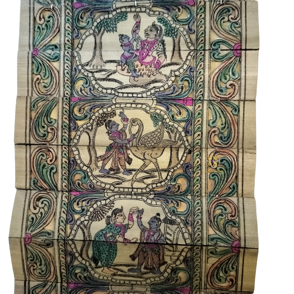 KrishnaKatha Pattachitra – Handpainted Scroll of Lord Krishna’s Divine Leelas – Diwali Gifting | Home Decor | Housewarming Gift | Wedding Gift | Corporate Gifting