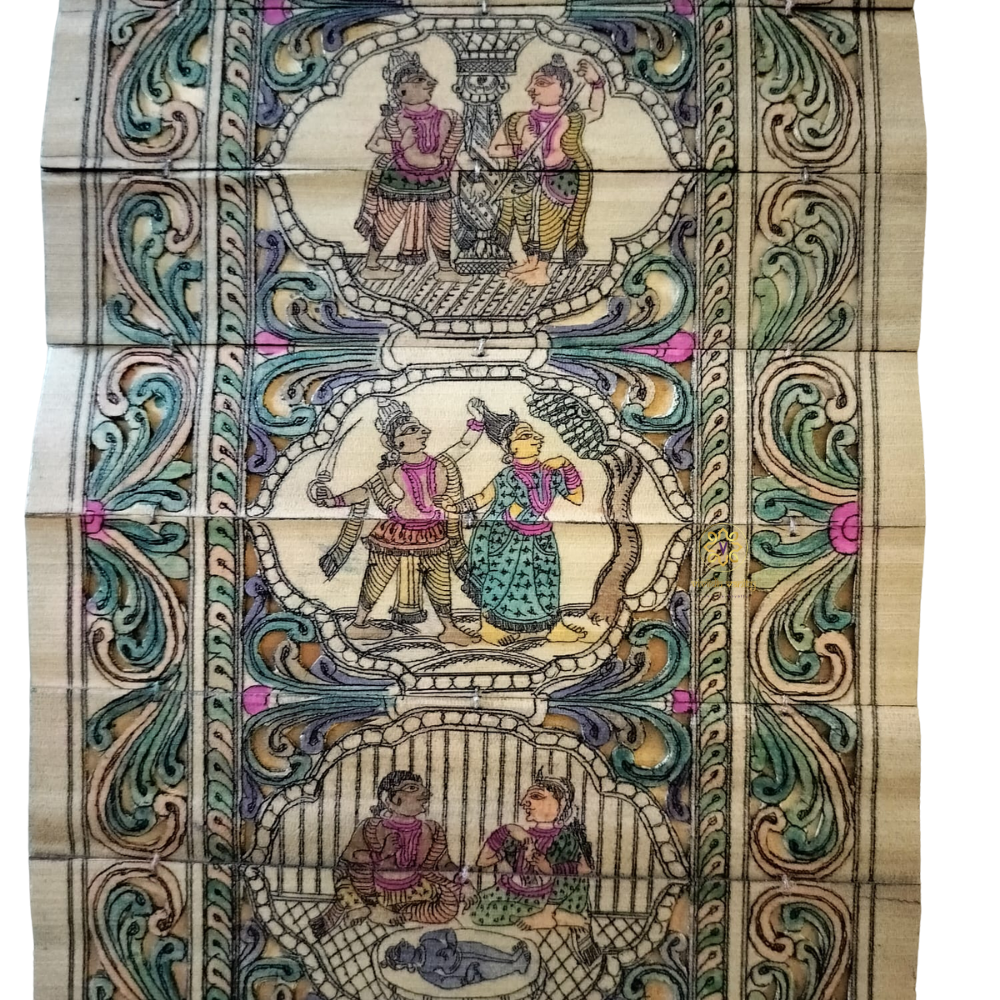 KrishnaKatha Pattachitra – Handpainted Scroll of Lord Krishna’s Divine Leelas – Diwali Gifting | Home Decor | Housewarming Gift | Wedding Gift | Corporate Gifting