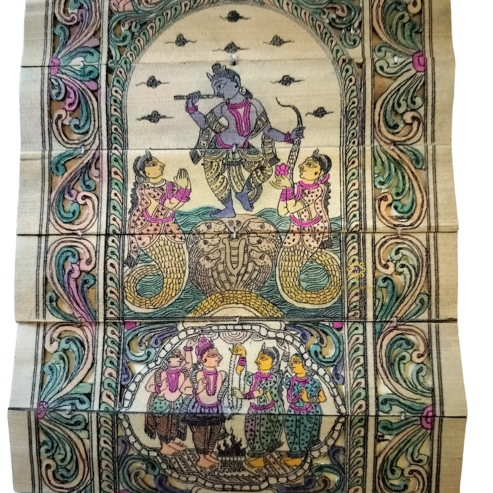 KrishnaKatha Pattachitra – Handpainted Scroll of Lord Krishna’s Divine Leelas – Diwali Gifting | Home Decor | Housewarming Gift | Wedding Gift | Corporate Gifting