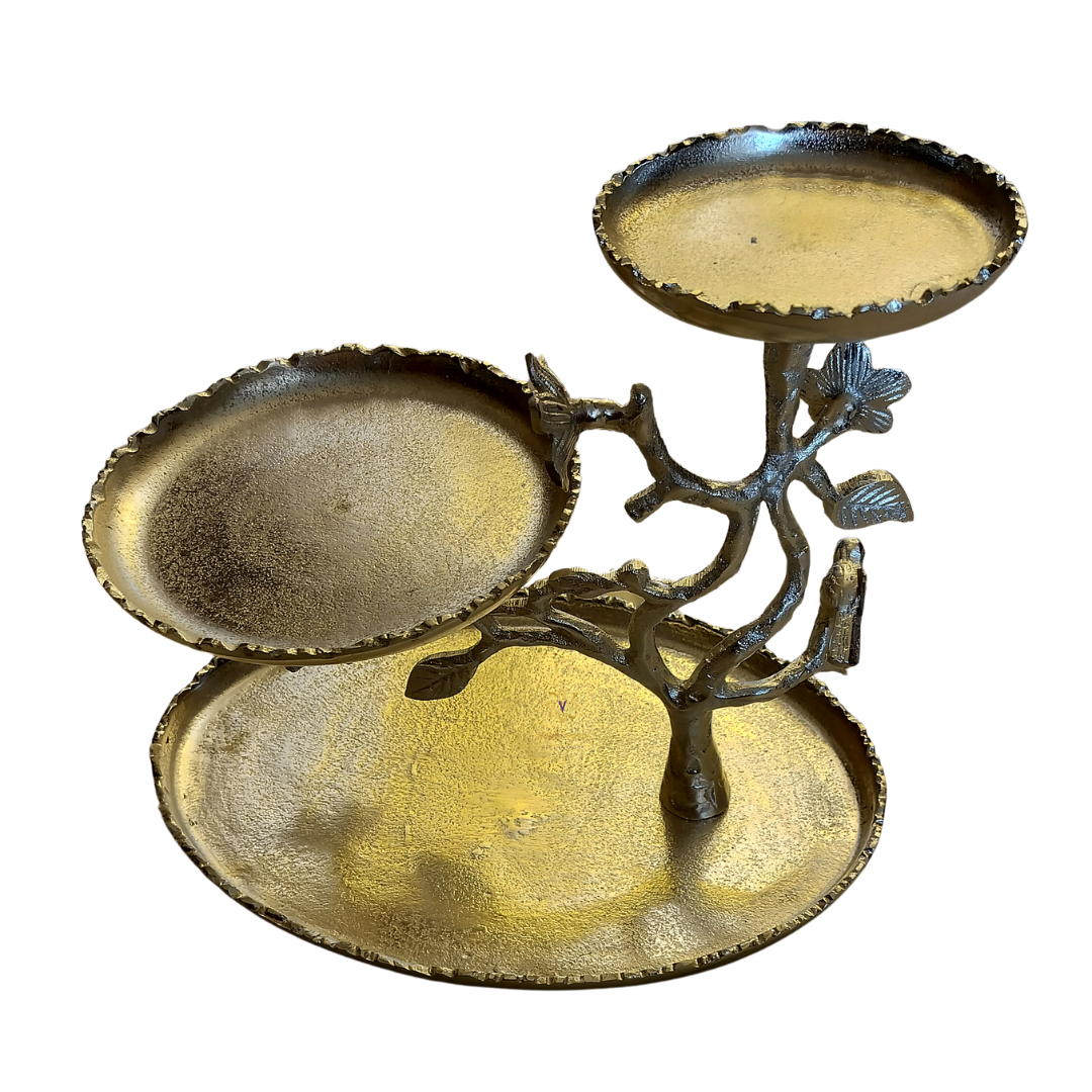 Luxe Bloom Stand – Silver-Finish Three-Tier Snack Platter with Floral Detailing – Dining Table Use | Diwali Gifting | Home Decor | Housewarming Gift | Wedding Gift