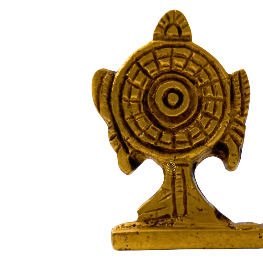 Divya Vishnu Stambh – Brass Tablepiece of Tilak, Shankha & Chakra – Brass | Pooja Decor | Wedding Gift | Home Decor | Housewarming Gift