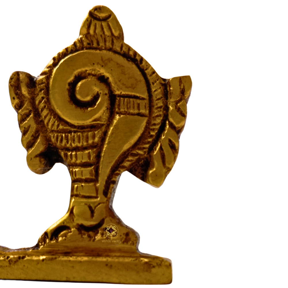 Divya Vishnu Stambh – Brass Tablepiece of Tilak, Shankha & Chakra – Brass | Pooja Decor | Wedding Gift | Home Decor | Housewarming Gift