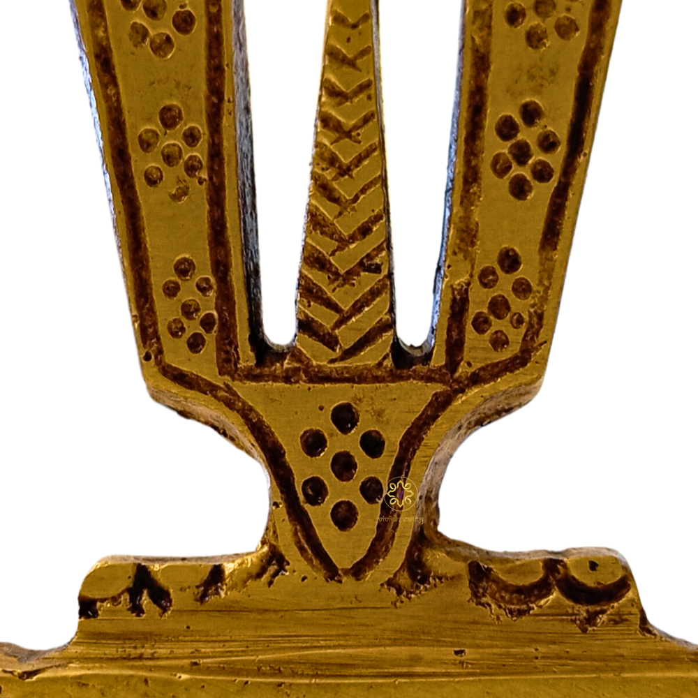 Divya Vishnu Stambh – Brass Tablepiece of Tilak, Shankha & Chakra – Brass | Pooja Decor | Wedding Gift | Home Decor | Housewarming Gift