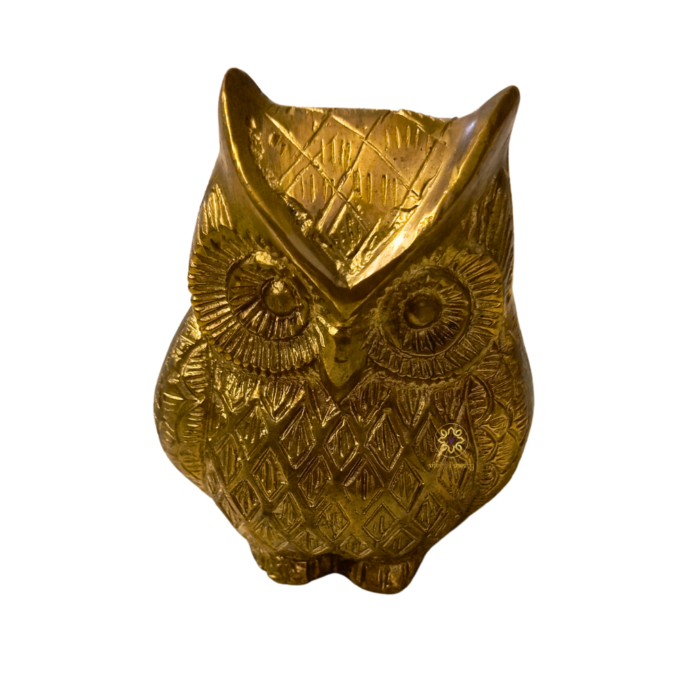 WiseGold Owl – Brass Owl Figurine with Cosmic Energy Symbolism – Brass | Diwali Gifting | Home Decor | Housewarming Gift | Corporate Gifting