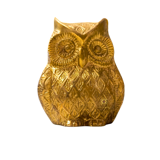 WiseGold Owl – Brass Owl Figurine with Cosmic Energy Symbolism – Brass | Diwali Gifting | Home Decor | Housewarming Gift | Corporate Gifting