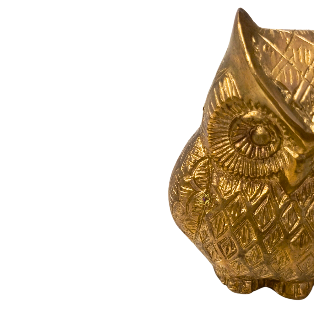 WiseGold Owl – Brass Owl Figurine with Cosmic Energy Symbolism – Brass | Diwali Gifting | Home Decor | Housewarming Gift | Corporate Gifting