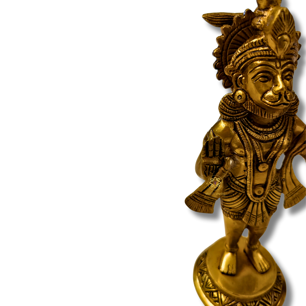PavanPutra Pratima – Brass Hanuman ji Idol in Protective Blessing Pose – Brass | Pooja Decor | Housewarming Gift | Home Decor