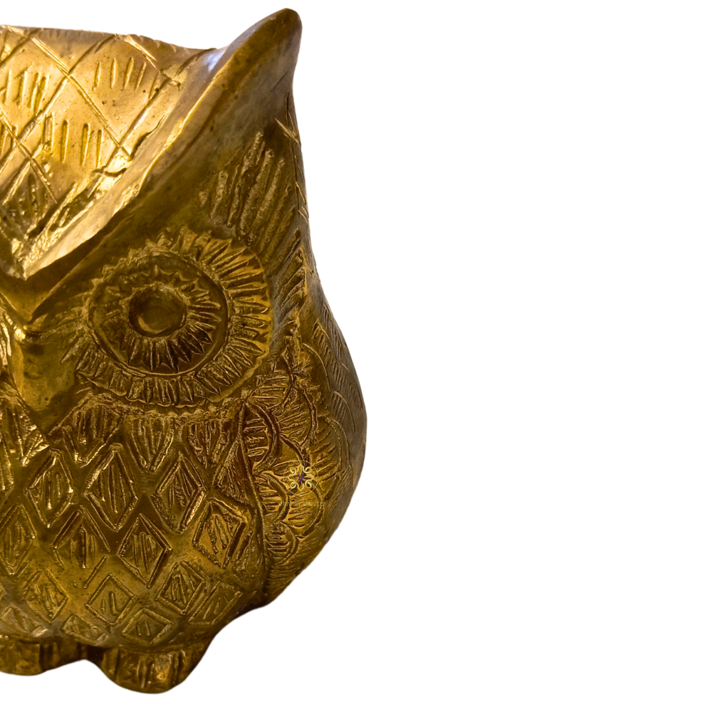 WiseGold Owl – Brass Owl Figurine with Cosmic Energy Symbolism – Brass | Diwali Gifting | Home Decor | Housewarming Gift | Corporate Gifting