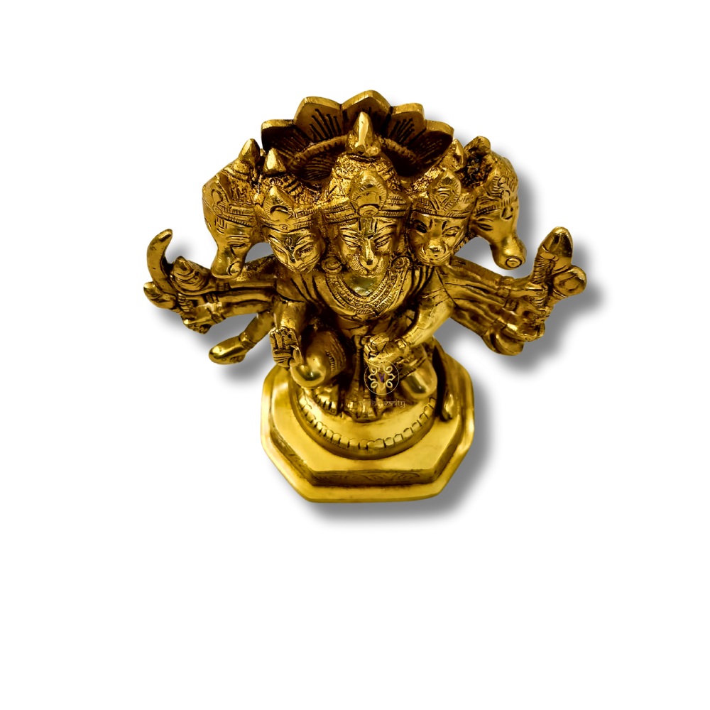 Shri Panchmukha Mahaveer  - Handcrafted Brass Hanuman ji Statue Symbolizing Protection & Power – Brass | Pooja Decor | Housewarming Gift | Home Decor