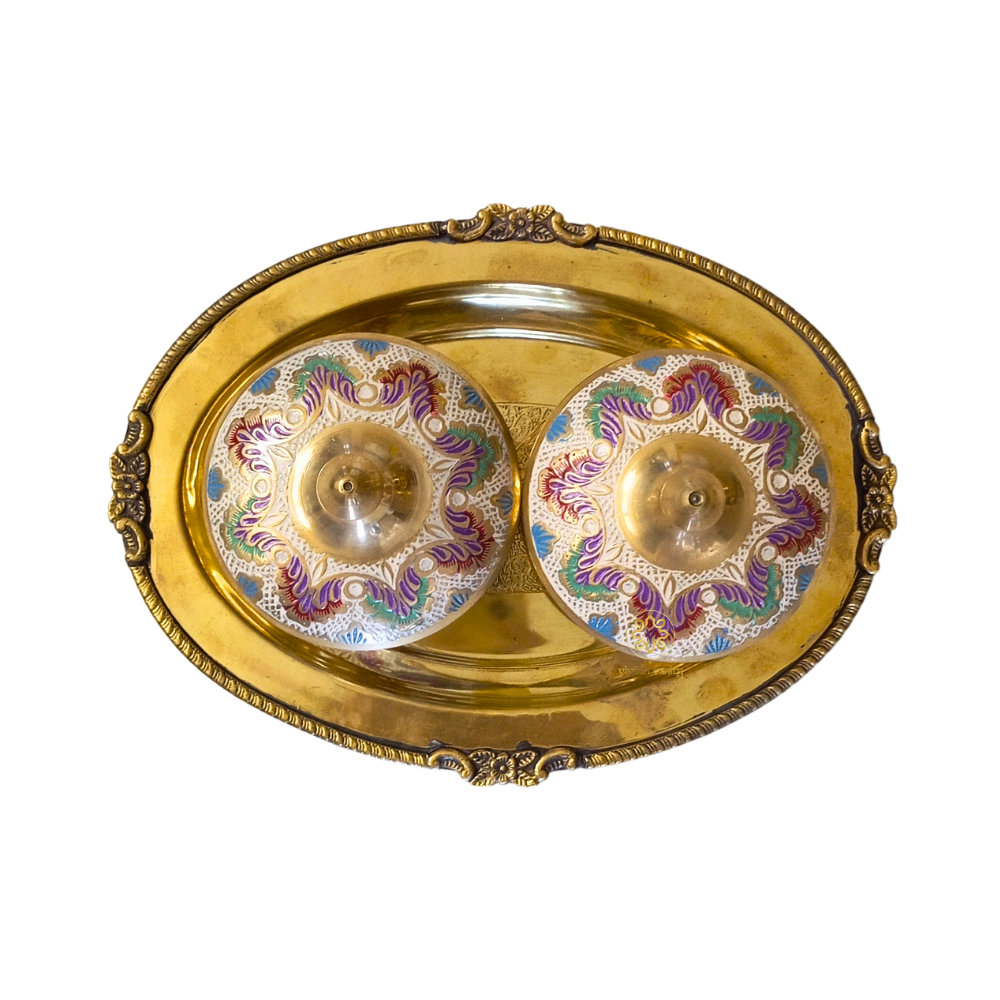 UtsavMeena Set – Festive Brass Dry Fruit Bowl Set with Multicolour Meenakari – Brass | Diwali Gifting | Home Decor | Housewarming Gift | Wedding Gift