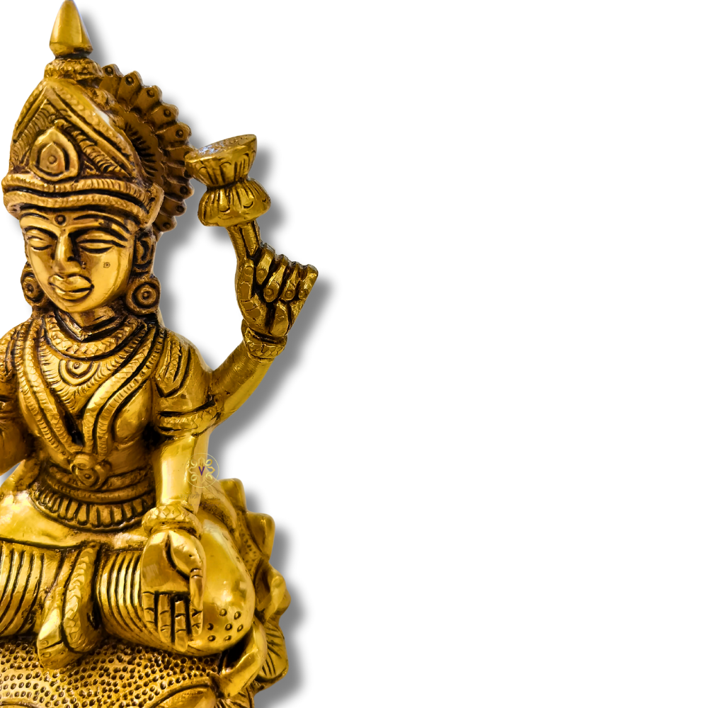 Shree DhanLakshmi – Brass Idol of Lakshmi ji Seated on Lotus Throne – Brass | Pooja Decor | Housewarming Gift | Home Decor
