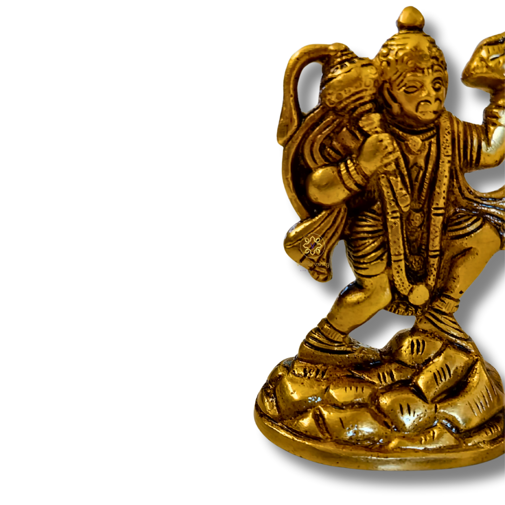 Sanjeevani BajrangBali – Brass Hanuman ji Idol Bearing the Sacred Mountain – Brass | Pooja Decor | Housewarming Gift | Home Decor