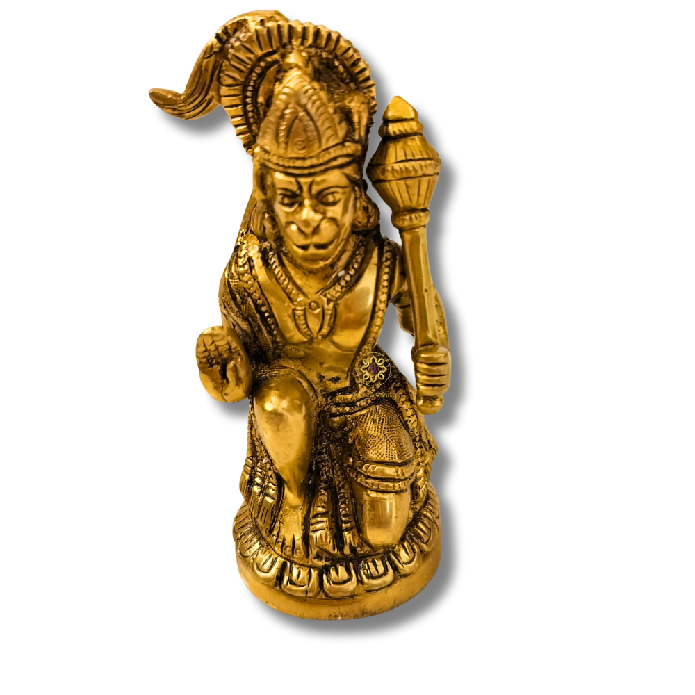 Mahaveer Kripa Murti β Brass Hanuman ji Sculpture in Kneeling Blessing Posture β Brass | Pooja Decor | Housewarming Gift | Home Decor
