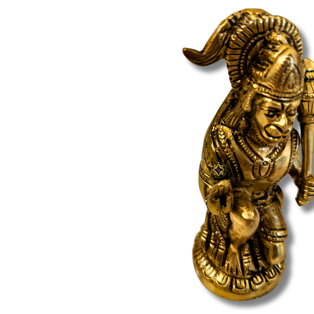 Mahaveer Kripa Murti β Brass Hanuman ji Sculpture in Kneeling Blessing Posture β Brass | Pooja Decor | Housewarming Gift | Home Decor