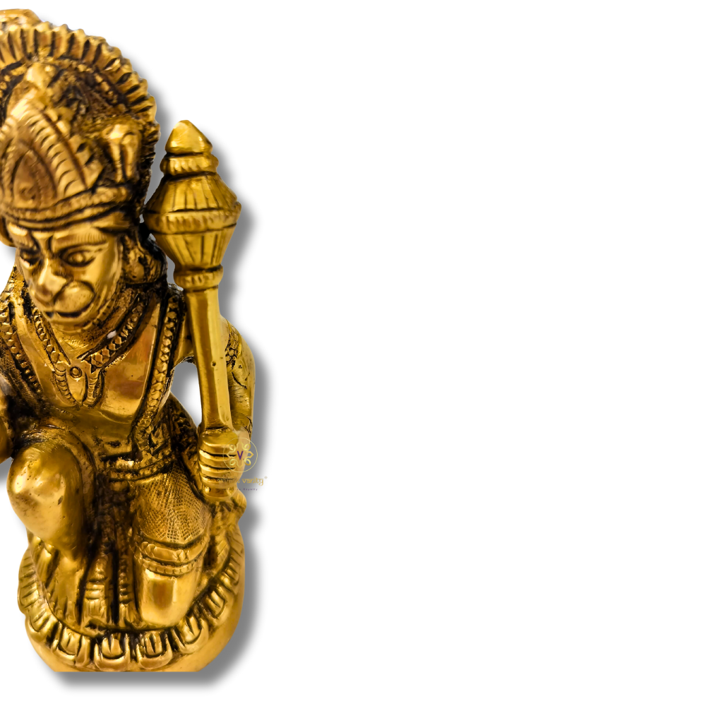 Mahaveer Kripa Murti β Brass Hanuman ji Sculpture in Kneeling Blessing Posture β Brass | Pooja Decor | Housewarming Gift | Home Decor