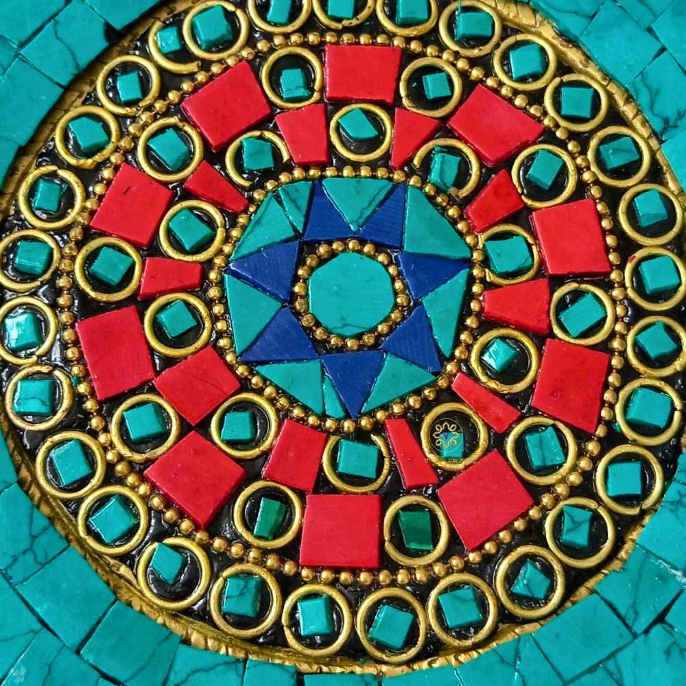 Shringar Vedika – Handcrafted Brass Chowki with Colourful Stonework & Bells – Brass | Pooja Decor | Diwali Gift | Home Decor | Housewarming Gift