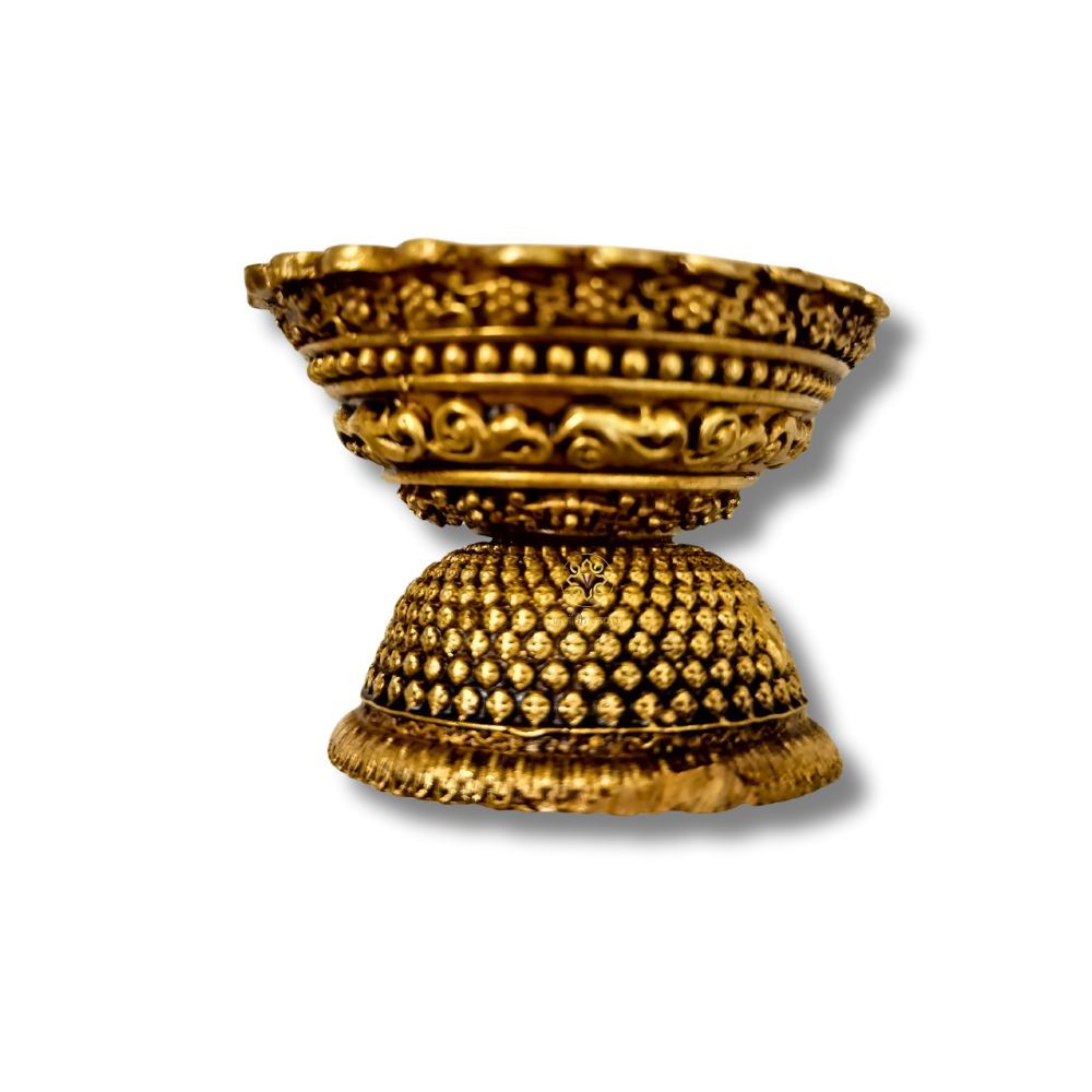 Suvarna Pushpa Diya - Brass Diya with Floral Rim & Intricate Pedestal β Brass | Pooja Decor | Premium Gifting | Home Decor