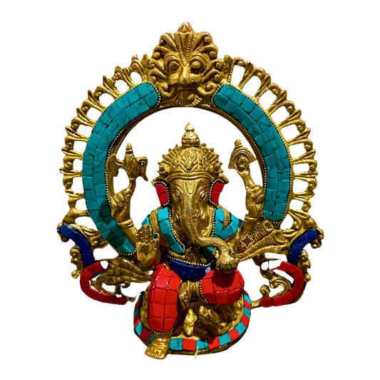 DivyaSinghasan Gajanan – Seated Brass Ganesha with Intricate Arch Throne – Brass | Pooja Decor | Wedding Gift | Home Decor | Housewarming Gift