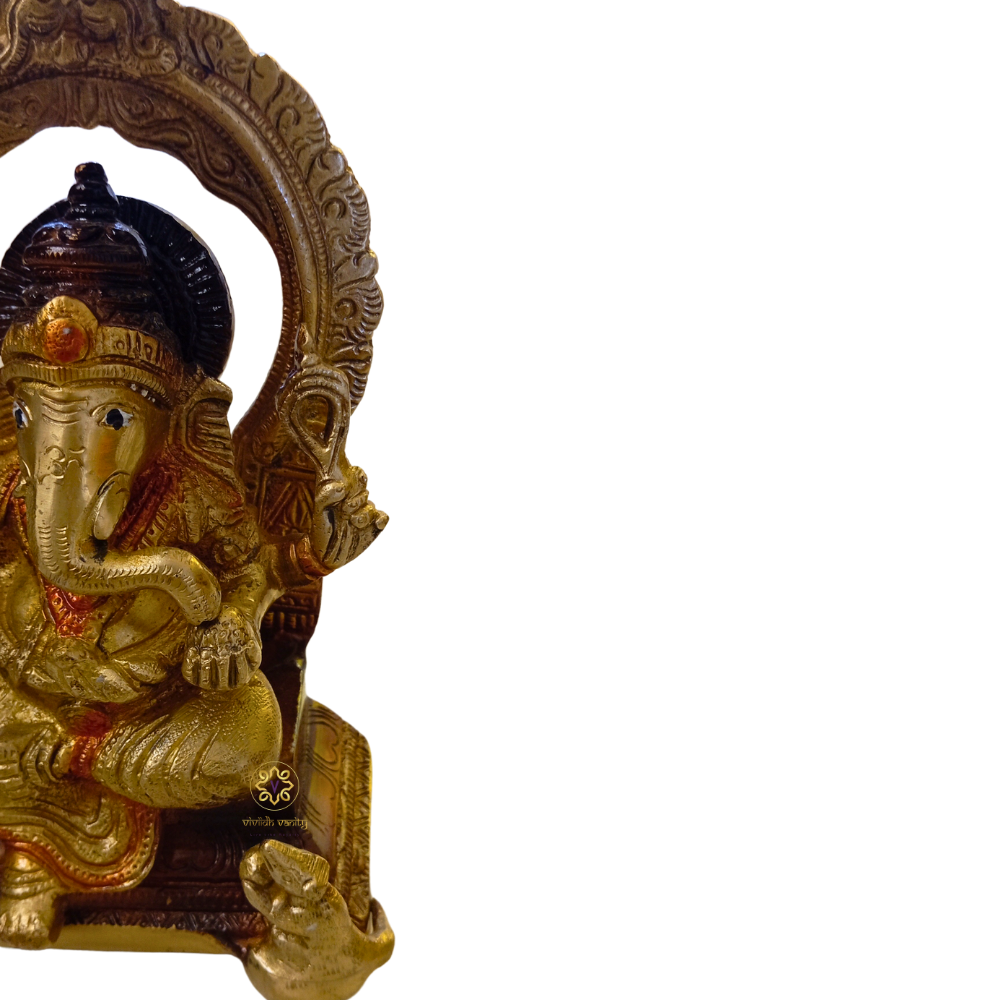 Mandapeshwar Vinayak β Grand Brass Idol of Ganesh ji with Dome & Royal Backrest β Brass | Pooja Decor | Wedding Gift | Home Decor | Housewarming Gift