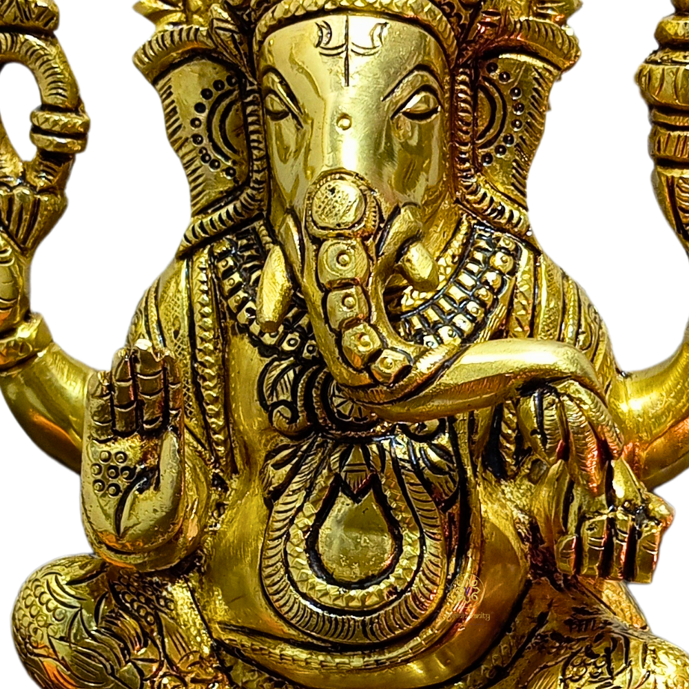 Aaradhya Vighnaharta – Brass Idol for Auspicious Beginnings (Gold Finish) – Brass | Pooja Decor | Wedding Gift | Home Decor | Housewarming Gift