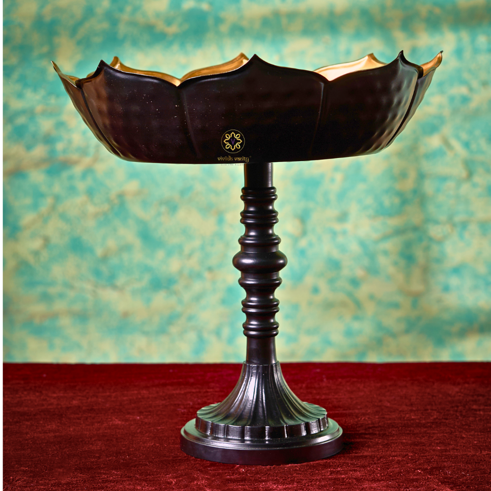 GildPetal Elevé – Gold-Lined Lotus Urli on Pedestal Stand – Diwali Gifting | Home Decor | Housewarming Gift | Corporate Gifting