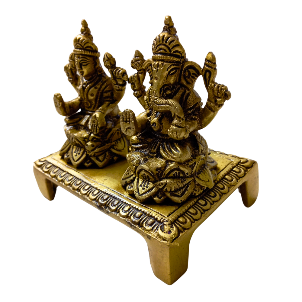 Shubh Sampatti Set – Twin Brass Idols of Wealth & Wisdom – Brass | Pooja Decor | Diwali Gifting | Home Decor | Wedding Gift