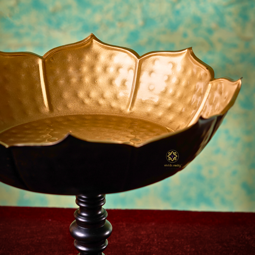 GildPetal Elevé – Gold-Lined Lotus Urli on Pedestal Stand – Diwali Gifting | Home Decor | Housewarming Gift | Corporate Gifting