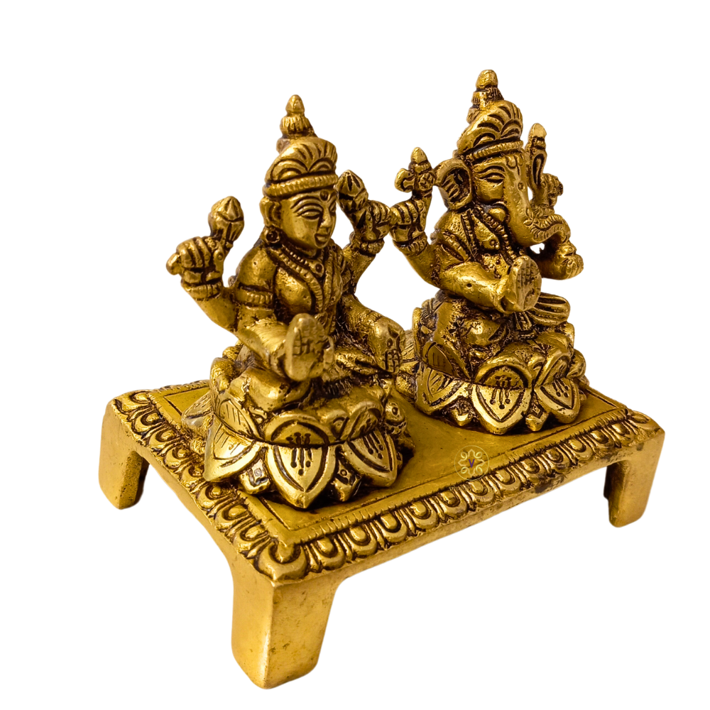 Shubh Sampatti Set – Twin Brass Idols of Wealth & Wisdom – Brass | Pooja Decor | Diwali Gifting | Home Decor | Wedding Gift