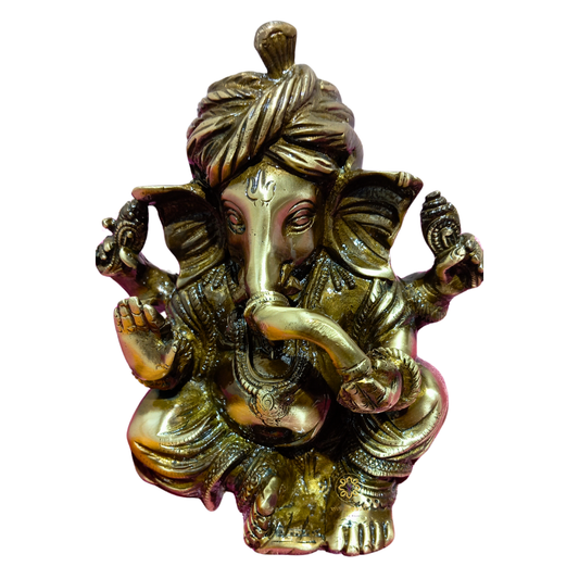 ShreePagdi Vinayak – Handcrafted Ganesha Idol in Regal Indian Attire – Brass | Pooja Decor | Wedding Gift | Home Decor | Housewarming Gift