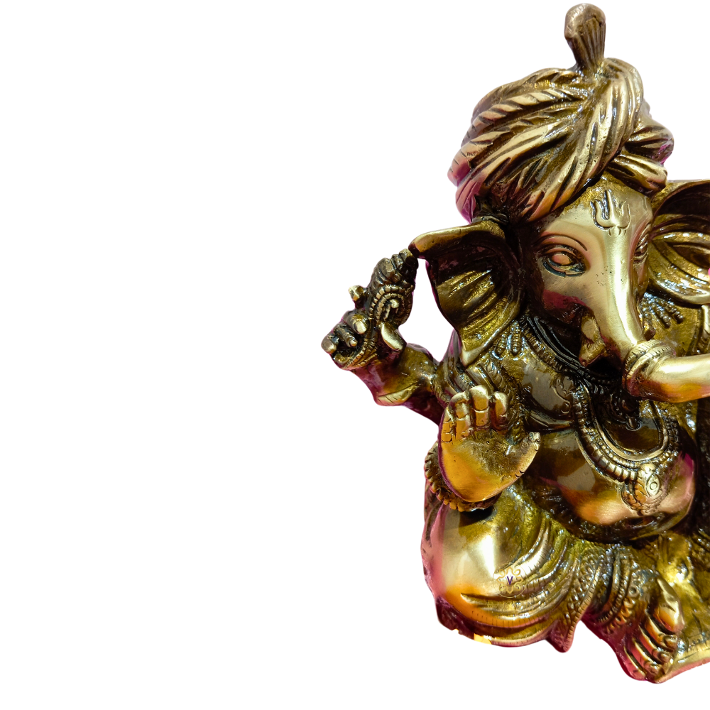 ShreePagdi Vinayak – Handcrafted Ganesha Idol in Regal Indian Attire – Brass | Pooja Decor | Wedding Gift | Home Decor | Housewarming Gift