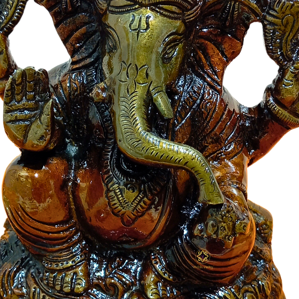 Aaradhya Vighnaharta โ Brass Idol for Auspicious Beginnings (Brown Finish) โ Brass | Pooja Decor | Wedding Gift | Home Decor | Housewarming Gift