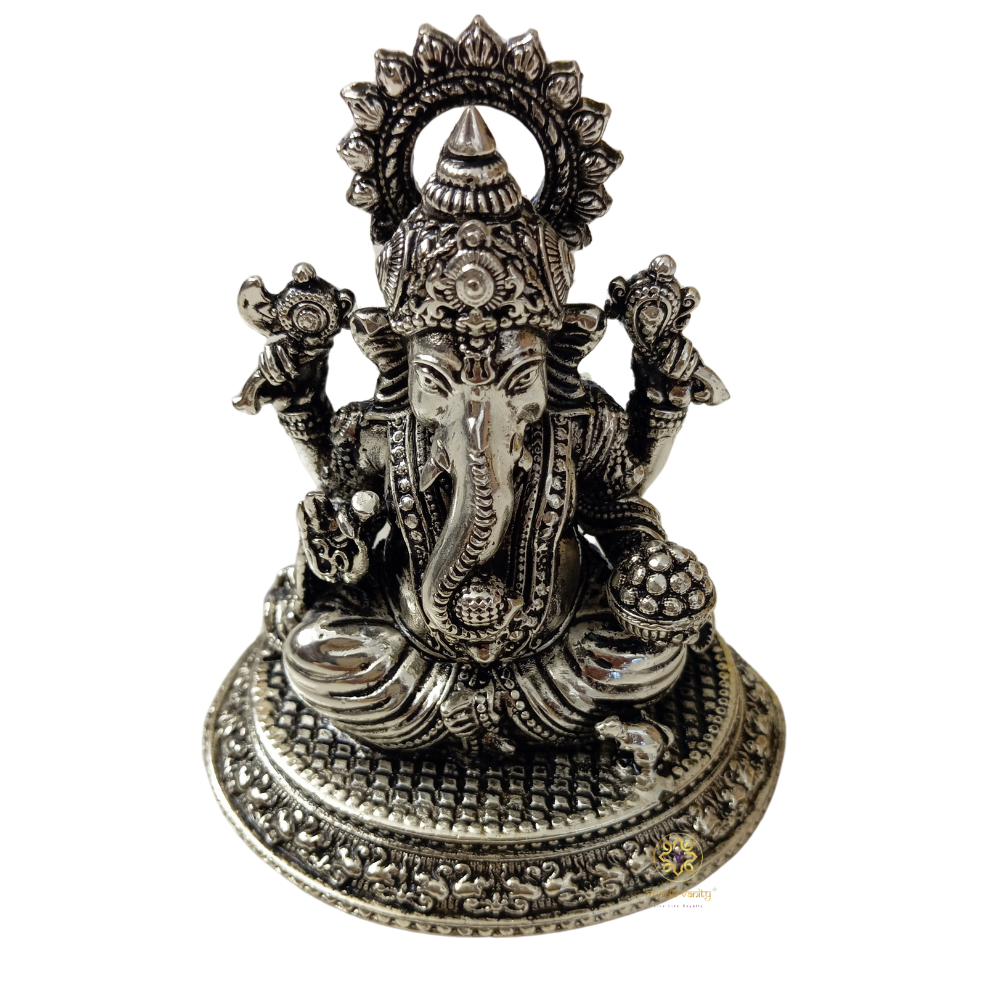 Shubh Sampatti Silver Set – Twin Brass Idols of Wealth & Wisdom – Brass | Pooja Decor | Diwali Gifting | Home Decor | Wedding Gift