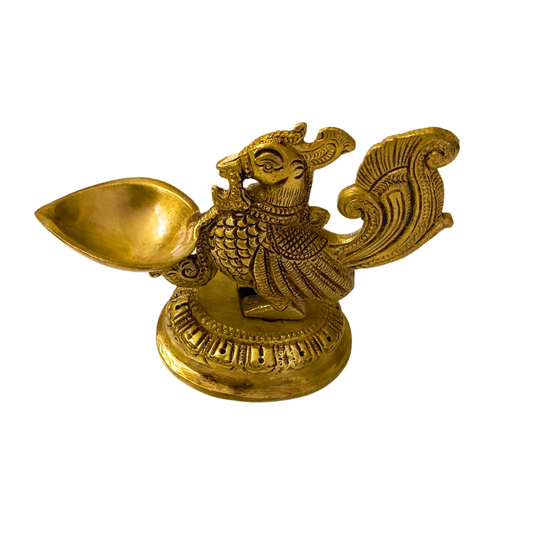 Mor Chandrika Diya – Graceful Peacock Diya for Auspicious Light – Brass | Pooja Decor | Diwali Gifting | Home Decor | Housewarming Gift