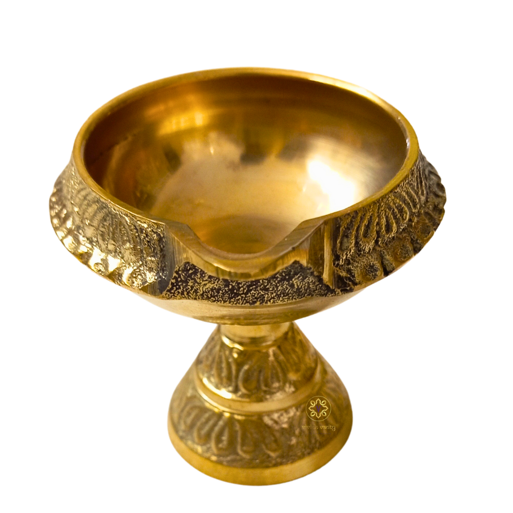 SthirJyoti Diya – Raised Pure Brass Oil Lamp – Brass | Pooja Decor | Diwali Gifting | Home Decor | Housewarming Gift