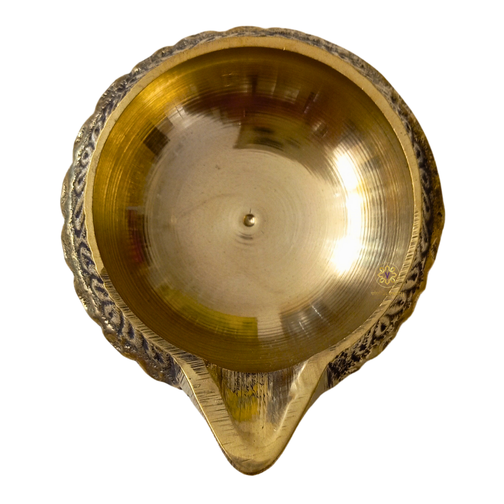 Sundar Jyoti Diya – Pure Brass Diya with Polished Shine & Textured Edge – Brass | Pooja Decor | Diwali Gifting | Home Decor | Housewarming Gift