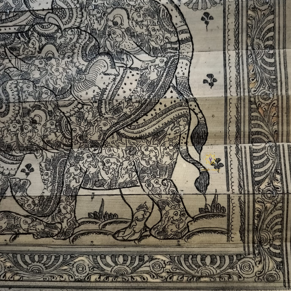GajSamriddhi Pattachitra – Traditional Elephant Family Artwork on Natural Scroll – Diwali Gifting | Home Decor | Housewarming Gift | Wedding Gift | Corporate Gifting
