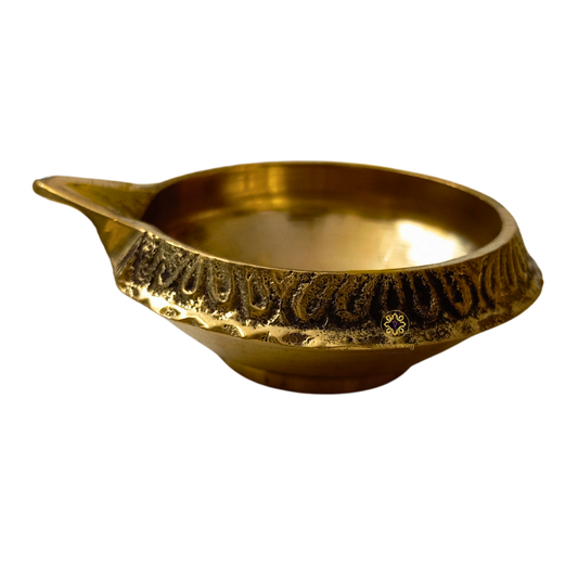 Sundar Jyoti Diya – Pure Brass Diya with Polished Shine & Textured Edge – Brass | Pooja Decor | Diwali Gifting | Home Decor | Housewarming Gift