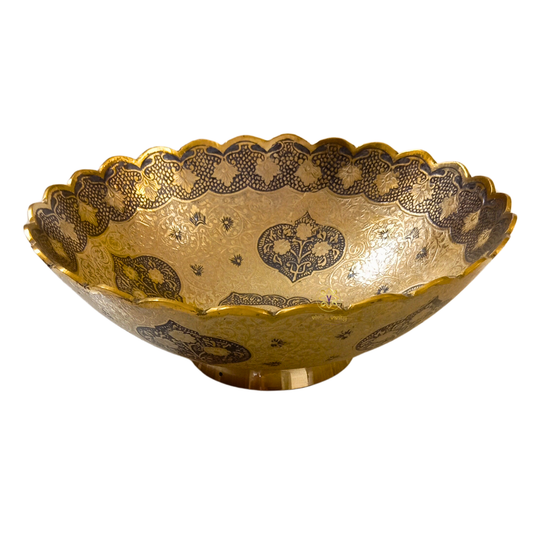 Kshitij Kala Thaal – Horizon-Hued Brass Platter with Ornate Grey Detailing (Deep Bowl) – Brass | Diwali Gifting | Home Decor | Housewarming Gift | Corporate Gifting