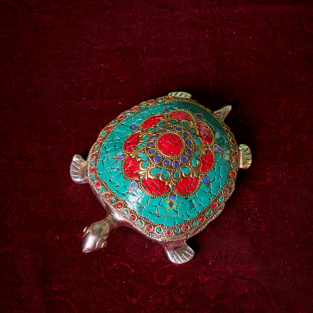Raj Vilas Kachua β Silver Finish Metal Tortoise with Handcrafted Stonework β Premium Gifting | Home Decor | Vastu Decor | Feng Shui