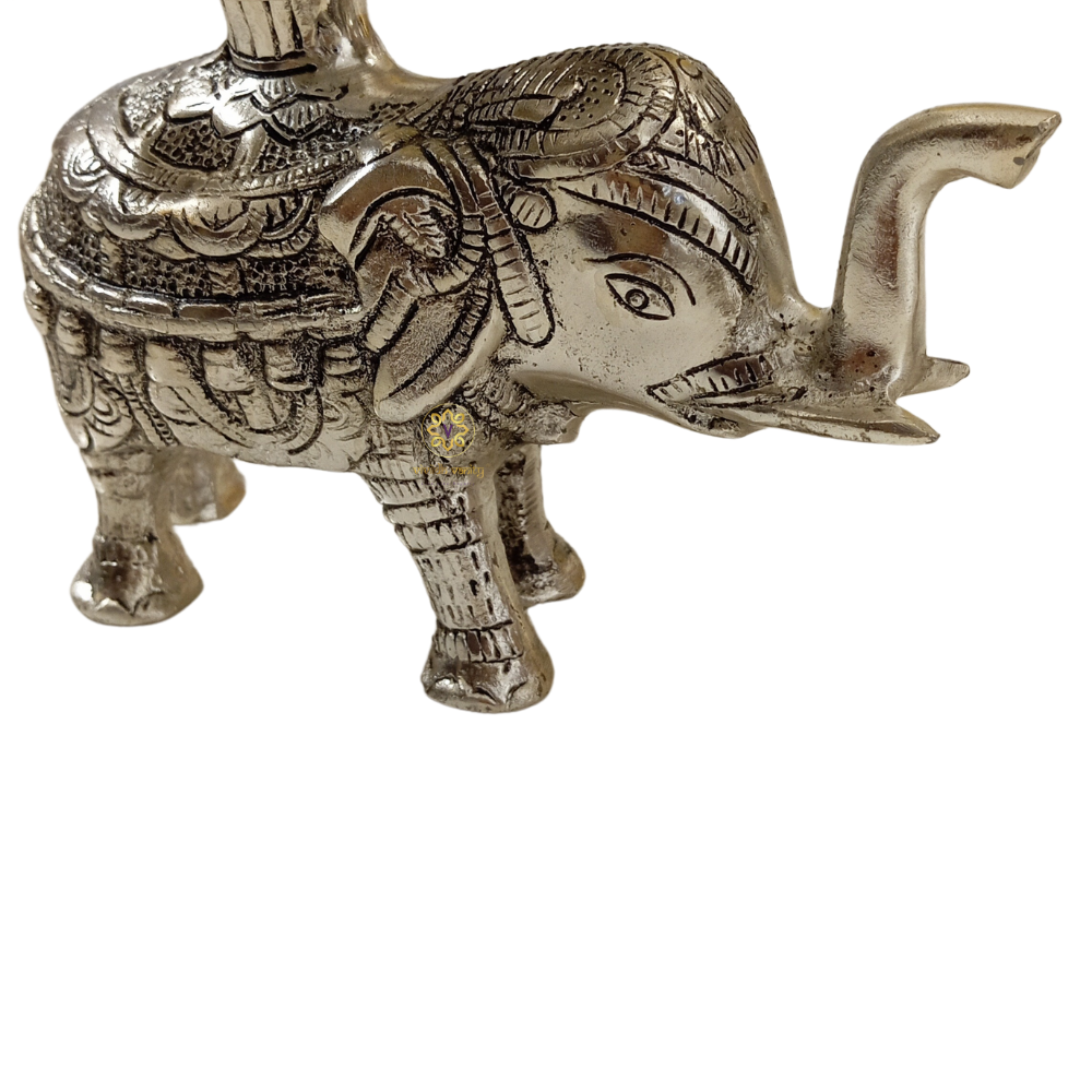 Gaj Mayur Samai – German Silver Traditional Lamp with Elephant Base & Peacock Finial – Diwali Gifting | Pooja Decor | Home Decor | Housewarming Gift | Wedding Gift
