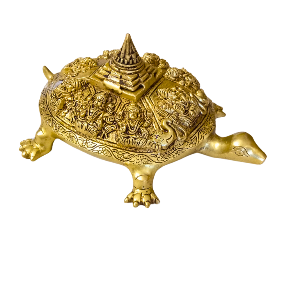 AshtaLakshmi Shree Yantra - Sacred Brass Tortoise Idol with Shree Yantra & Ashta Lakshmi Blessings β Brass | Pooja Decor | Diwali Gifting | Home Decor | Housewarming Gift