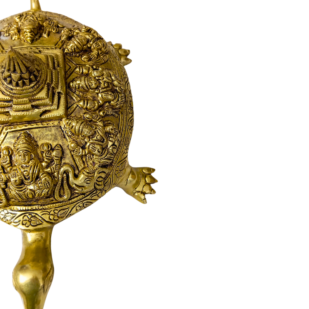AshtaLakshmi Shree Yantra - Sacred Brass Tortoise Idol with Shree Yantra & Ashta Lakshmi Blessings β Brass | Pooja Decor | Diwali Gifting | Home Decor | Housewarming Gift