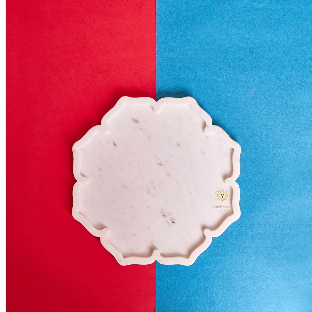 Raj Kamal Platter – Carved Marble Serving & Decor Tray – Diwali Gifting | Home Decor | Housewarming Gift | Wedding Gift | Corporate Gifting