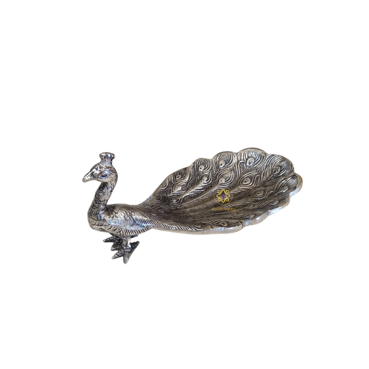 Raj Mor Platter – Antique Finish Metal Peacock Platter – Diwali Gifting | Home Decor | Housewarming Gift | Wedding Gift | Corporate Gifting